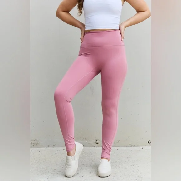 Zenana Fit For You Full Size High Waist Active Leggings in Light Rose - Picture 3 of 8